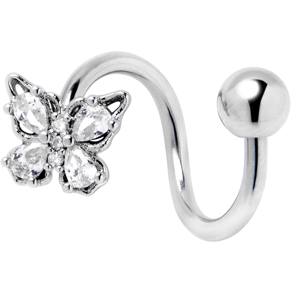 BodyCandy Clear Gem Baroque Beauty Butterfly Spiral Twister Belly Ring — main product shot