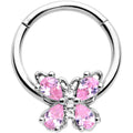 BodyCandy 16G 3/8 Pink Gem Baroque Beauty Butterfly Hinged Segment Ring — main product shot