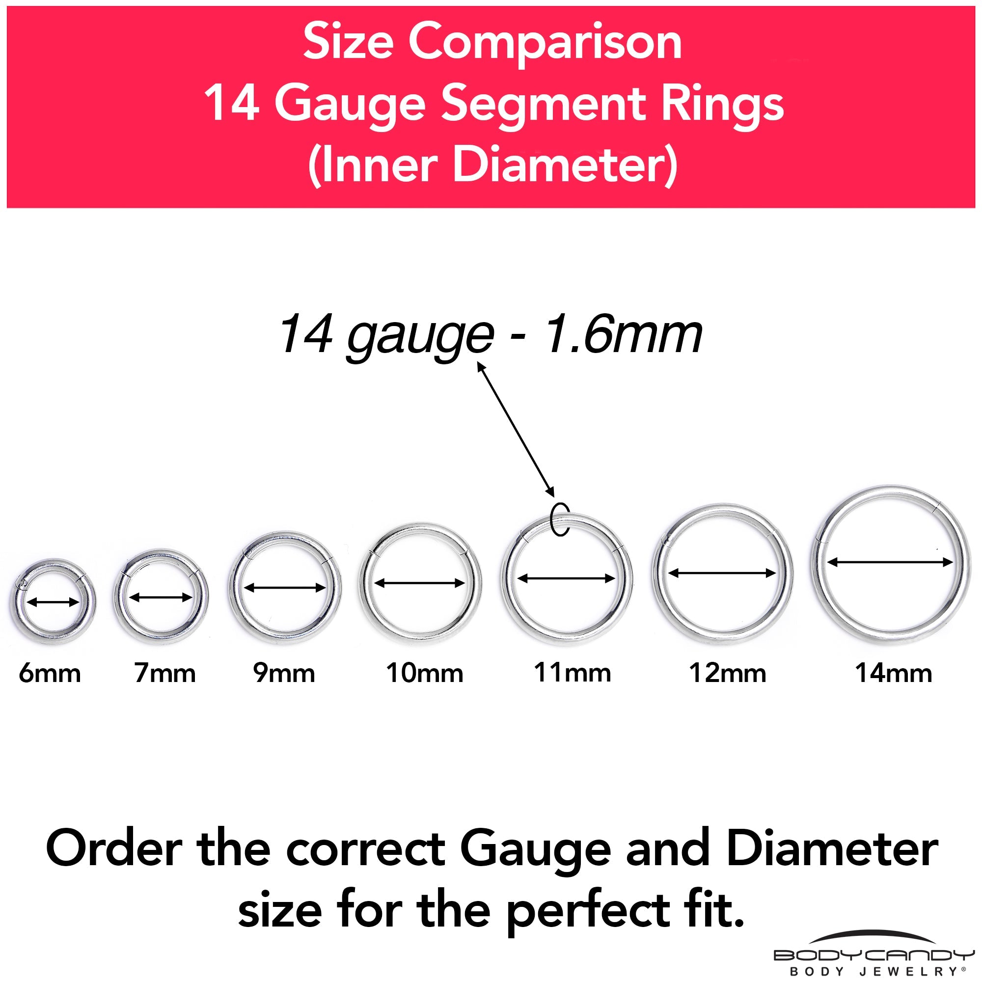BodyCandy 14G 7mm 316L Surgical Steel Precision Hinged Segment Hoop — color detail