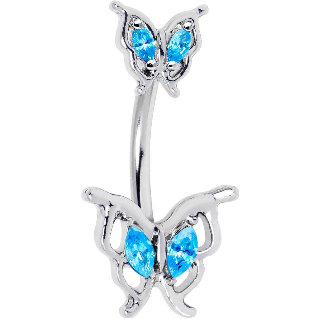 BodyCandy Blue Gem Fancy Fab Butterfly Double Mount Belly Ring — main product shot