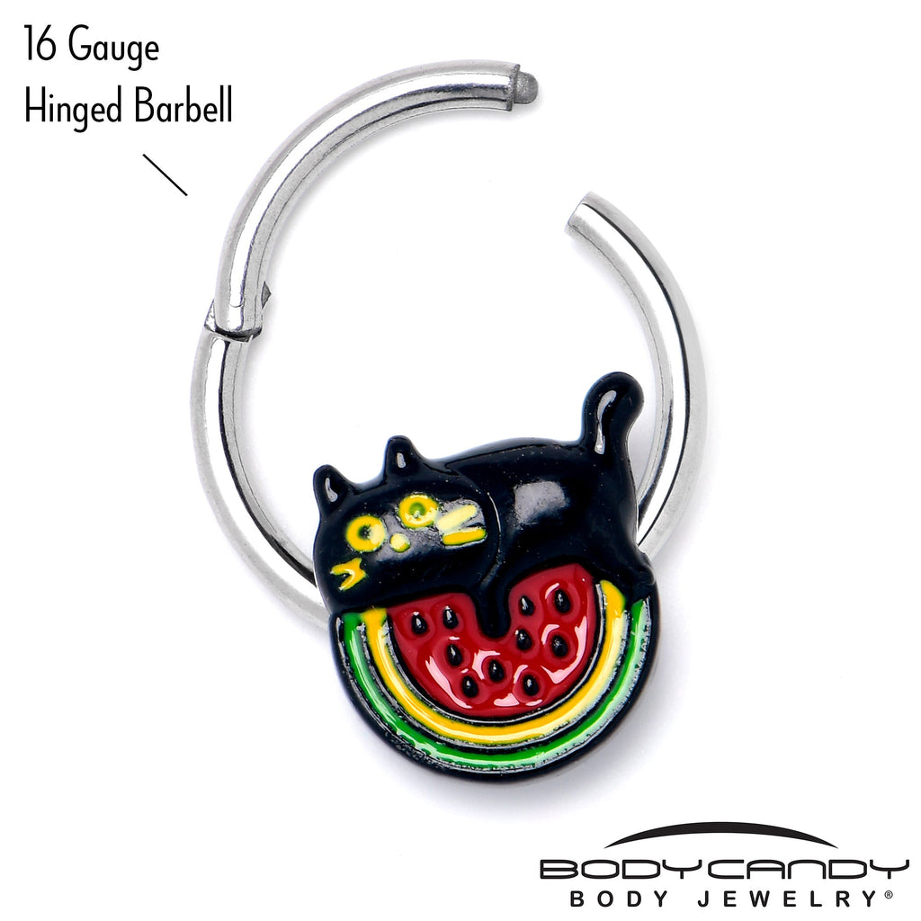 BodyCandy 16G 3/8 Watermelon Cat Love Hinged Segment Ring — alternative angle
