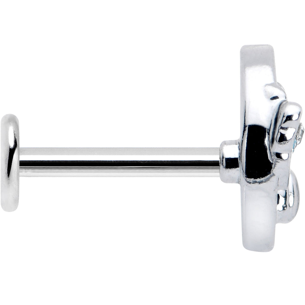 BodyCandy 16G 5/16 Clear CZ Gem Rabbit Moon Blue Internally Threaded Labret — lifestyle context