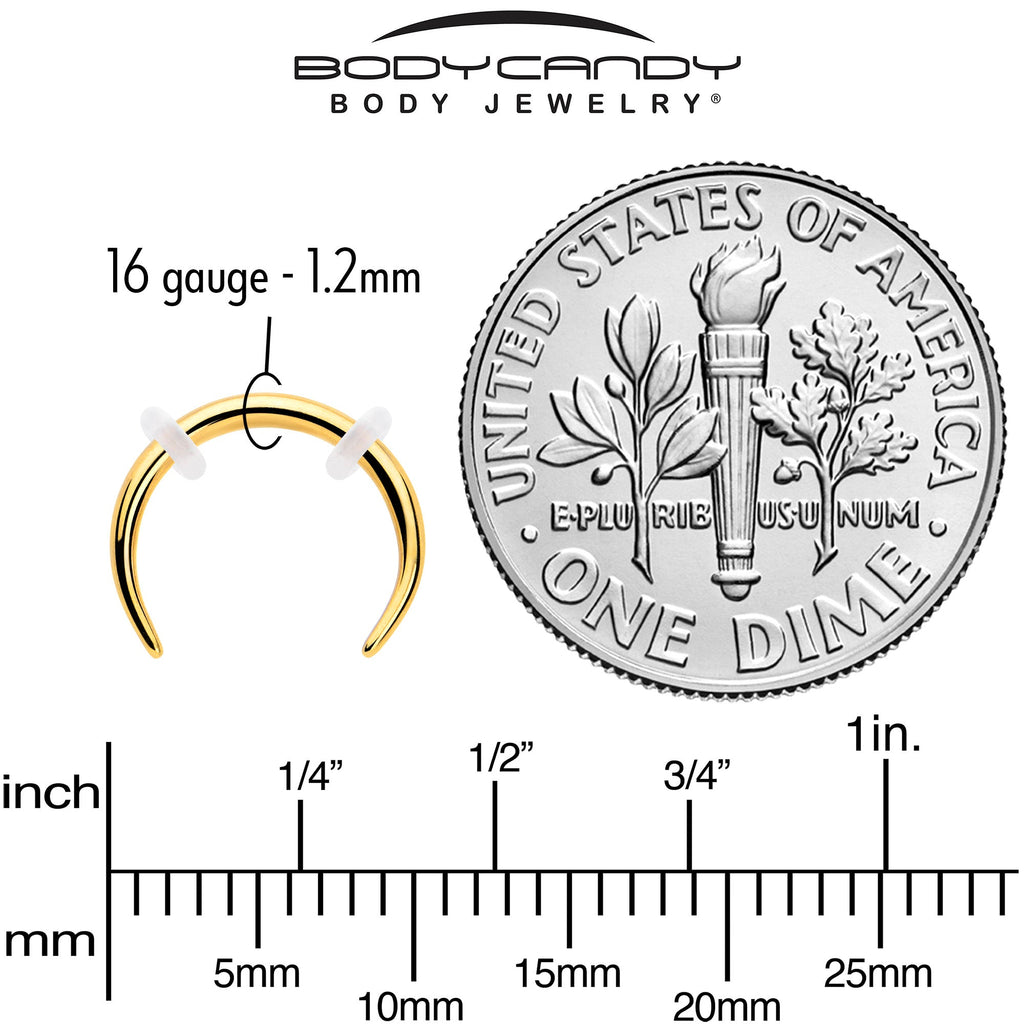 BodyCandy 16G 5/16 Gold Tone Pincher Crescent Taper — side view