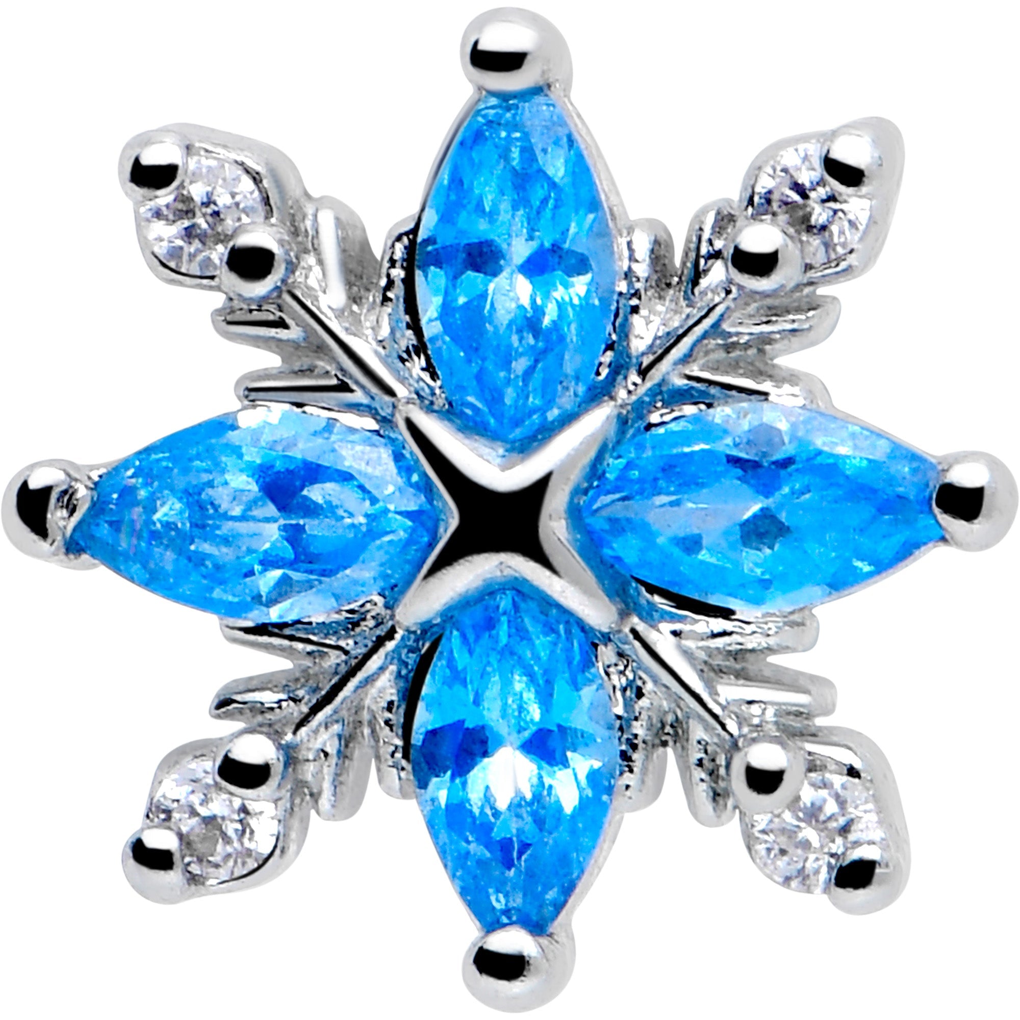 BodyCandy 16G 5/16 Blue CZ Gem Classic Flower Flatback Stud — lifestyle context