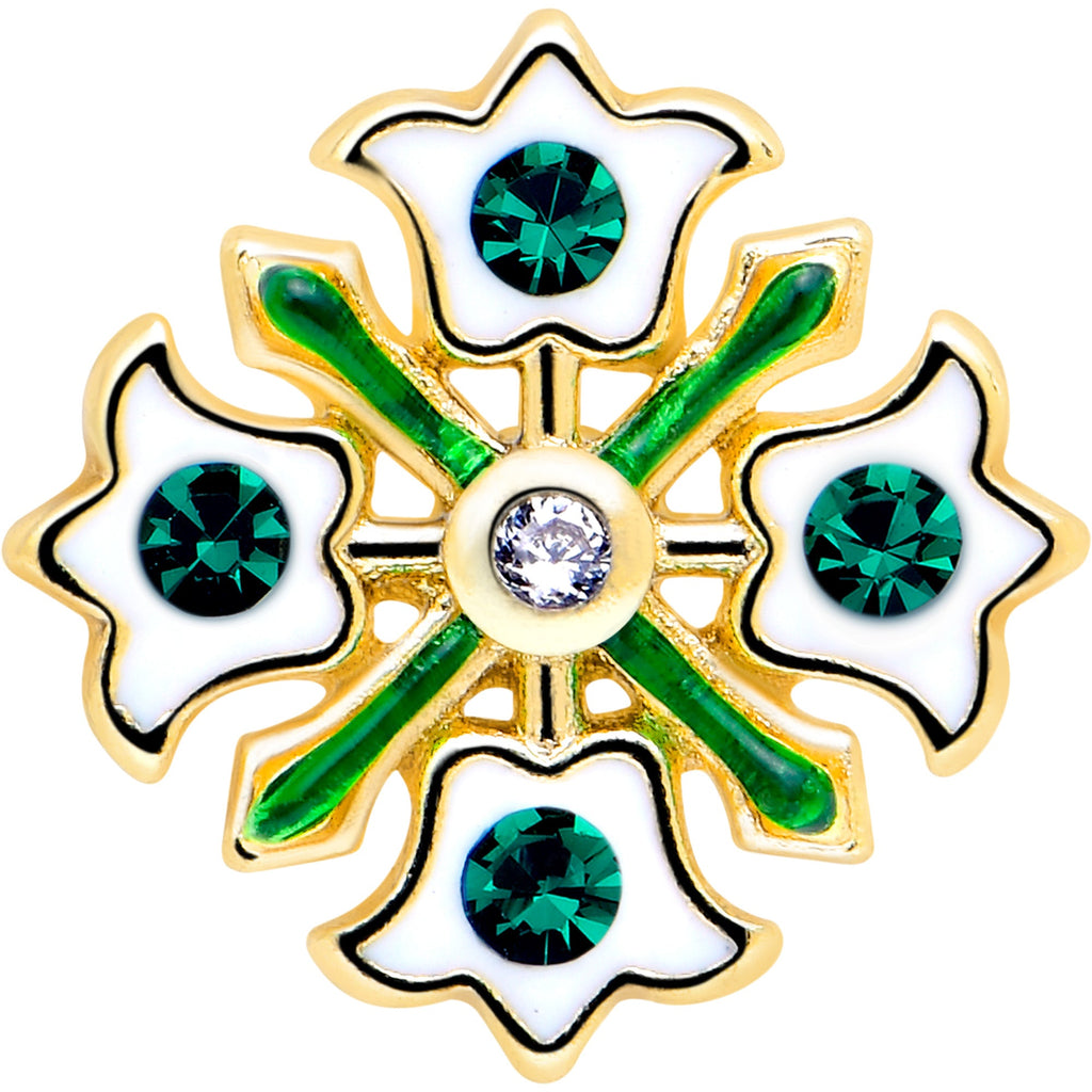 BodyCandy 20G 7mm Green Gem Flower Wreath L Shape Nose Ring — lifestyle context