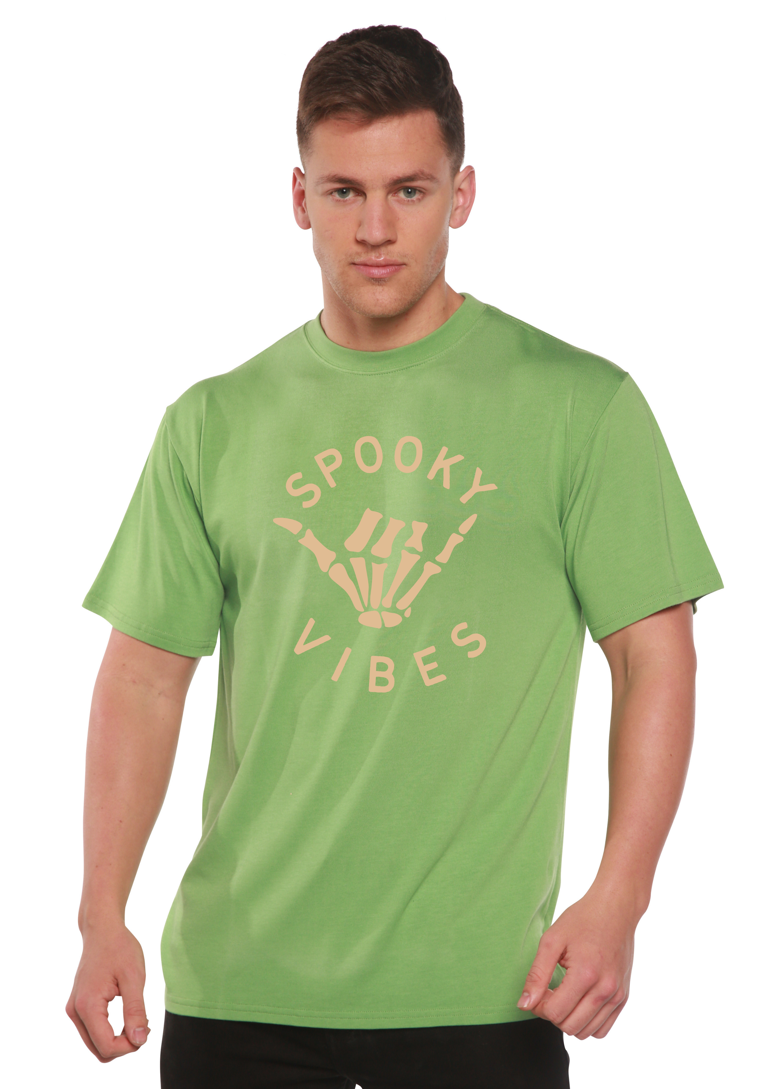 Spun Bamboo Spooky Vibes Men's Bamboo Viscose/Organic Cotton Short Sleeve Graphic T-Shirt — color detail