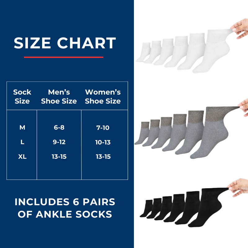 DSC Men's Cotton Diabetic Ankle Socks (6 Pair) — comparison shot