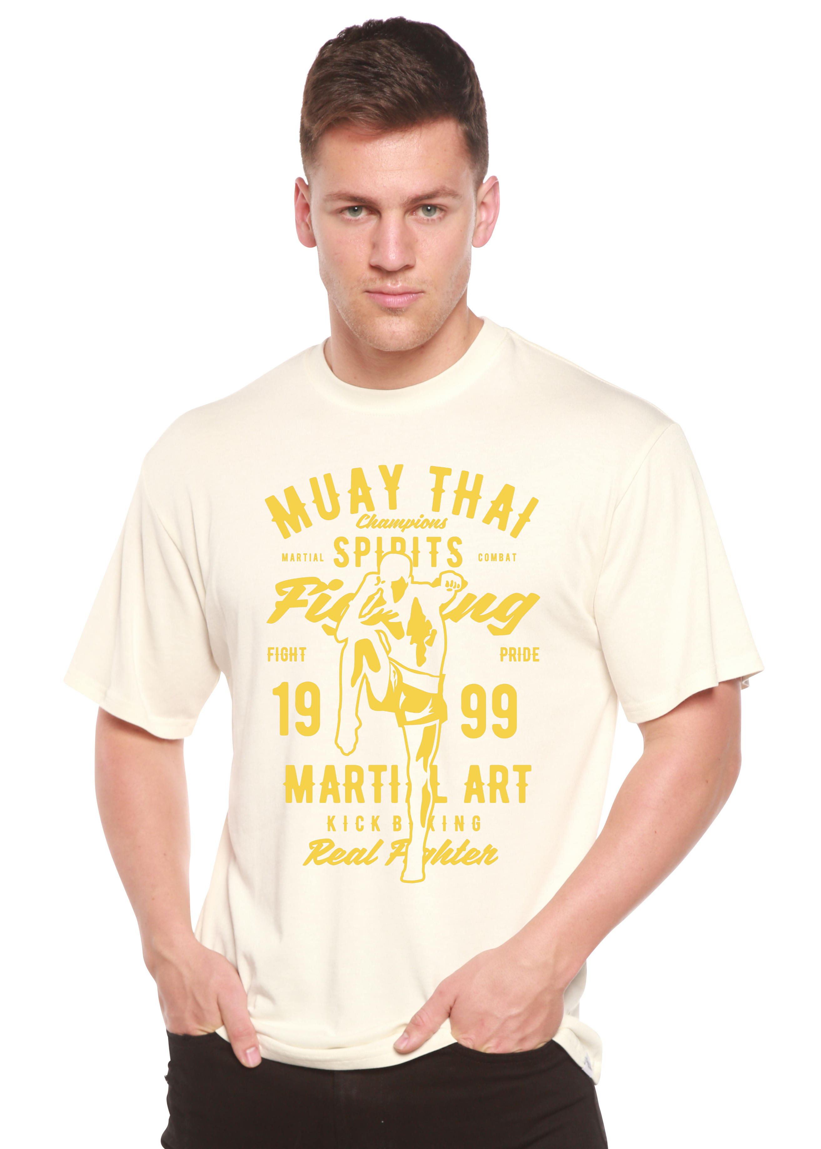 Spun Bamboo Muay Thai Spun Bamboo® Men's Bamboo Viscose/Organic Cotton Short Sleeve Graphic T-Shirt — in-use photo
