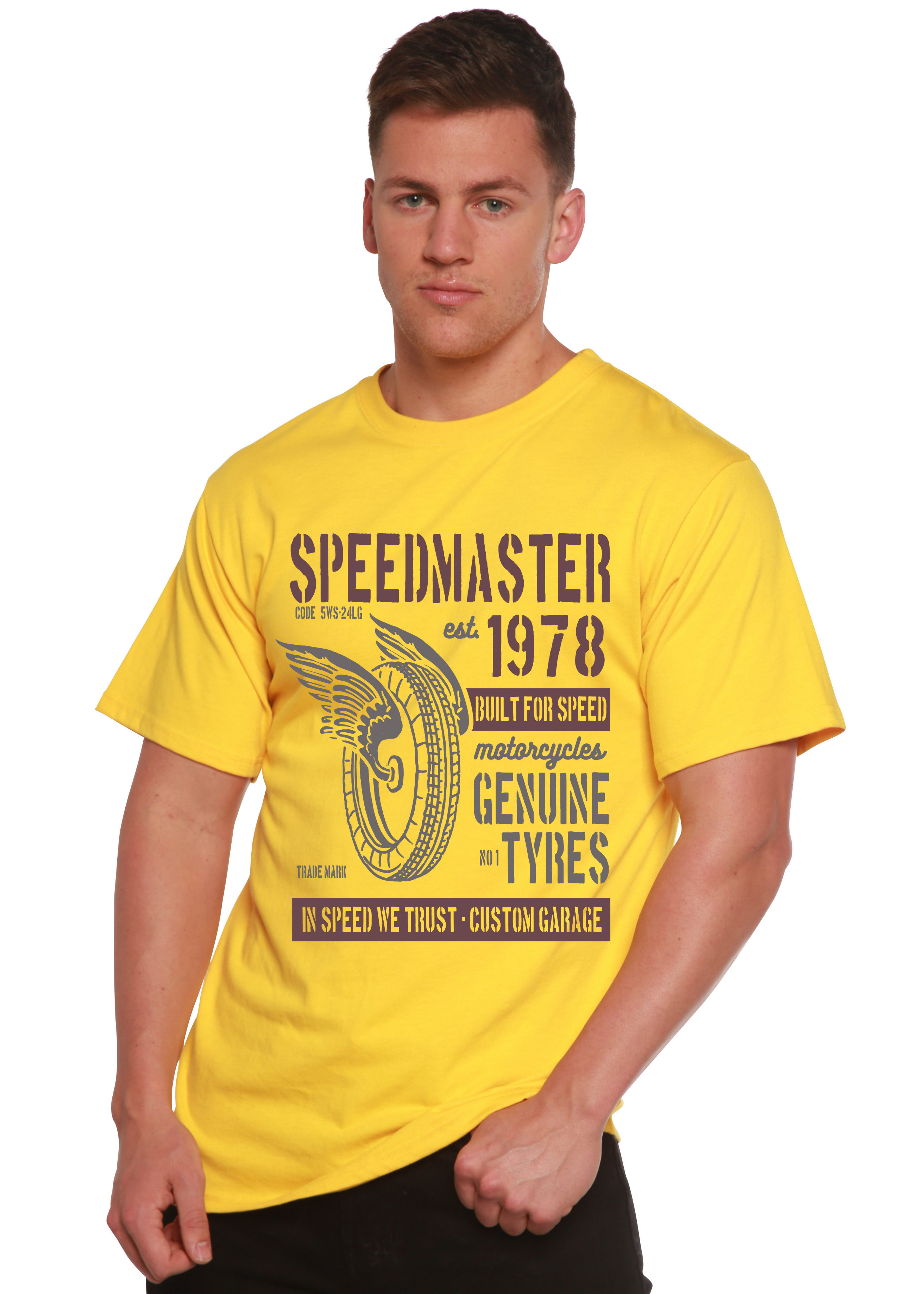 Spun Bamboo Speed Master Spun Bamboo® Men's Bamboo Viscose/Organic Cotton Short Sleeve Graphic T-Shirt — back view