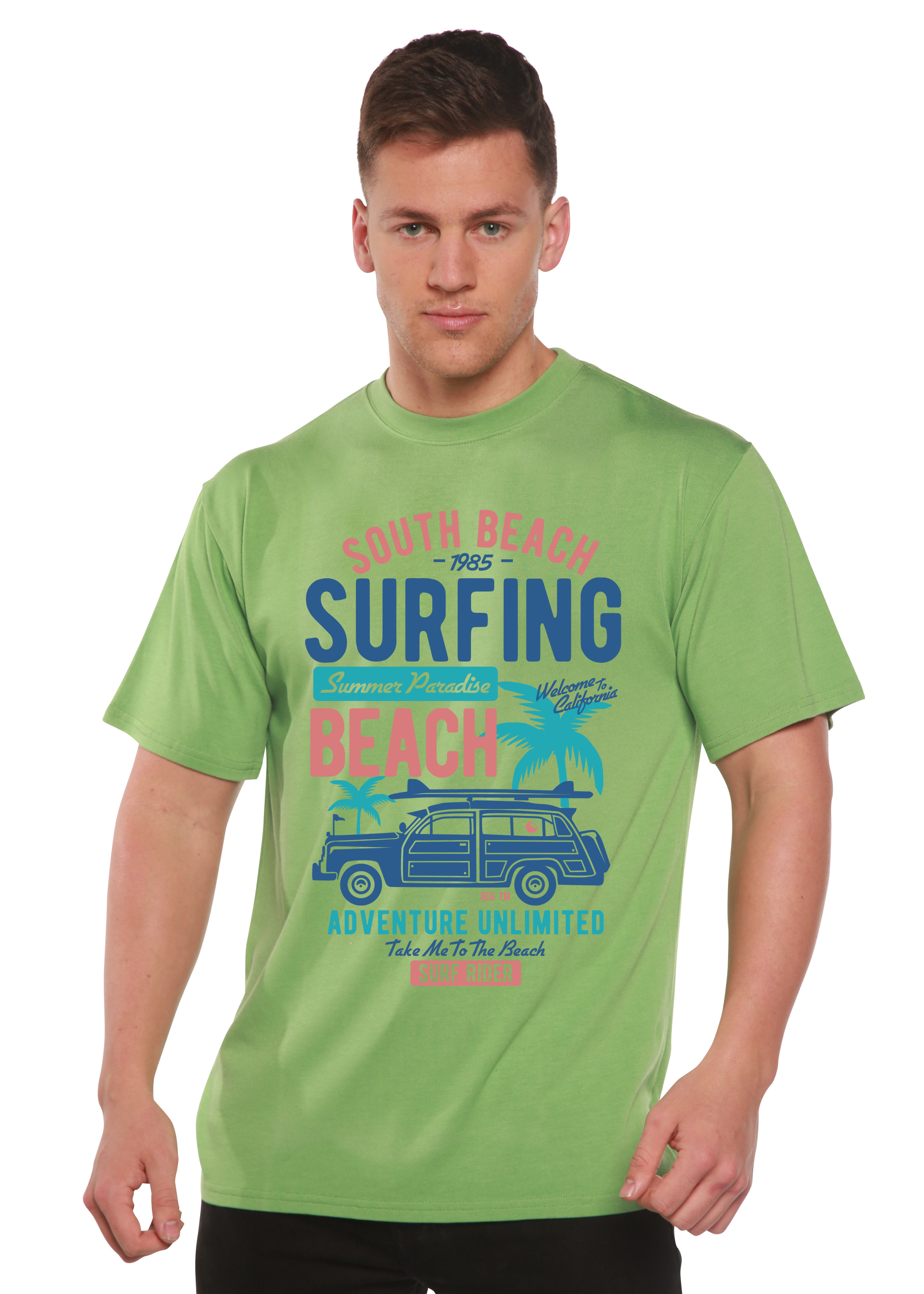 Spun Bamboo South Beach Spun Bamboo® Men's Bamboo Viscose/Organic Cotton Short Sleeve Graphic T-Shirt — detail close-up