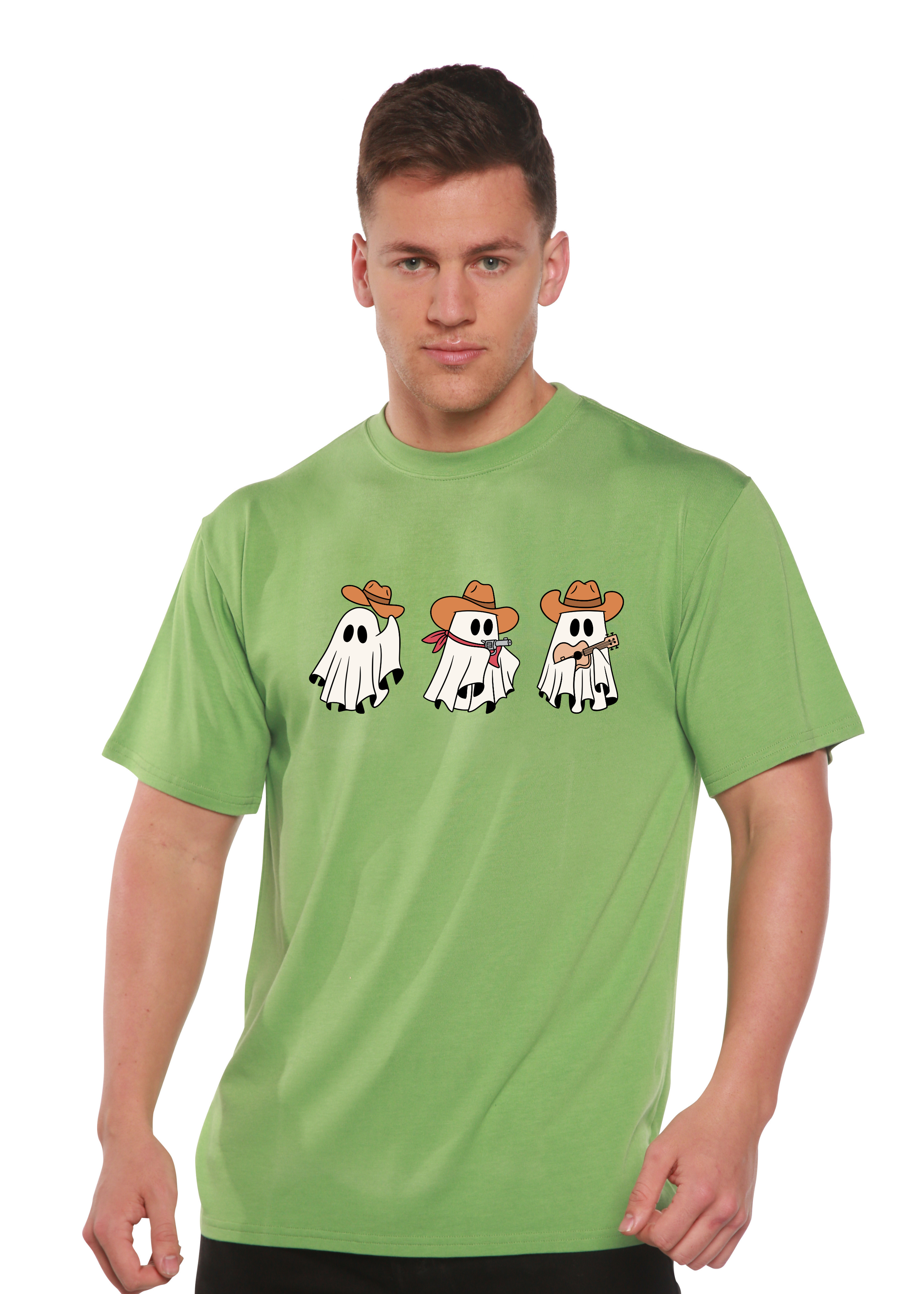 Spun Bamboo Cowboy Ghosts Unisex Bamboo Viscose/Organic Cotton Short Sleeve Graphic T-Shirt — feature highlight
