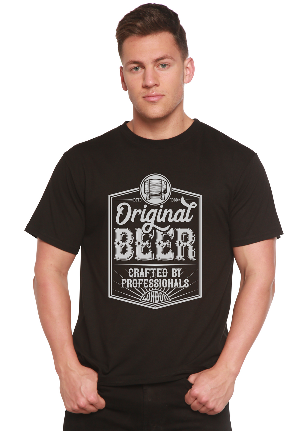 Spun Bamboo Original Beer Men's Bamboo Viscose/Organic Cotton Short Sleeve Graphic T-Shirt — main product shot