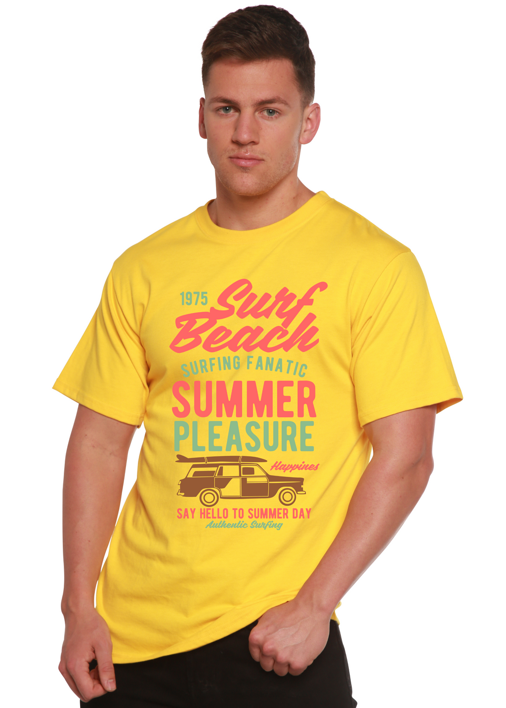 Spun Bamboo Surf Beach Spun Bamboo® Men's Bamboo Viscose/Organic Cotton Short Sleeve Graphic T-Shirt — lifestyle context