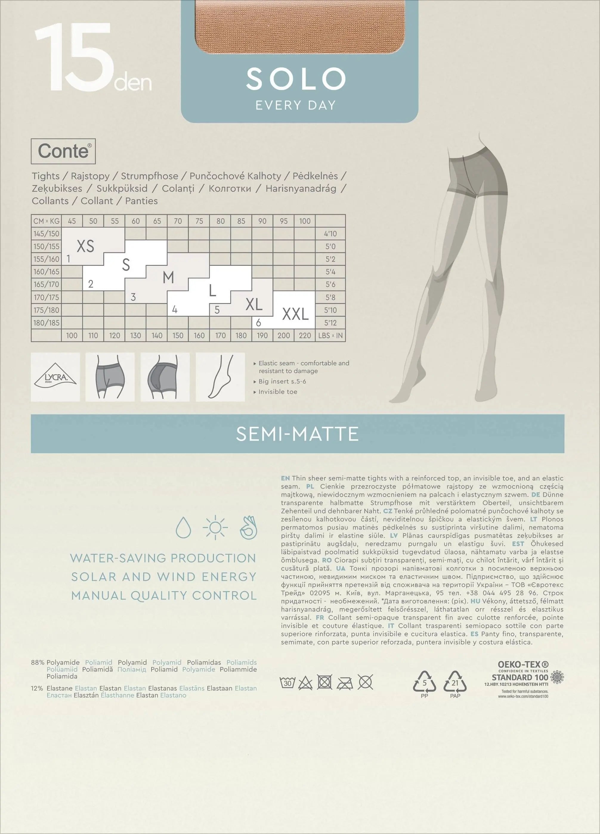 TheRanok.com Tights Conte Solo 15 Den - Classic Pantyhose — back view