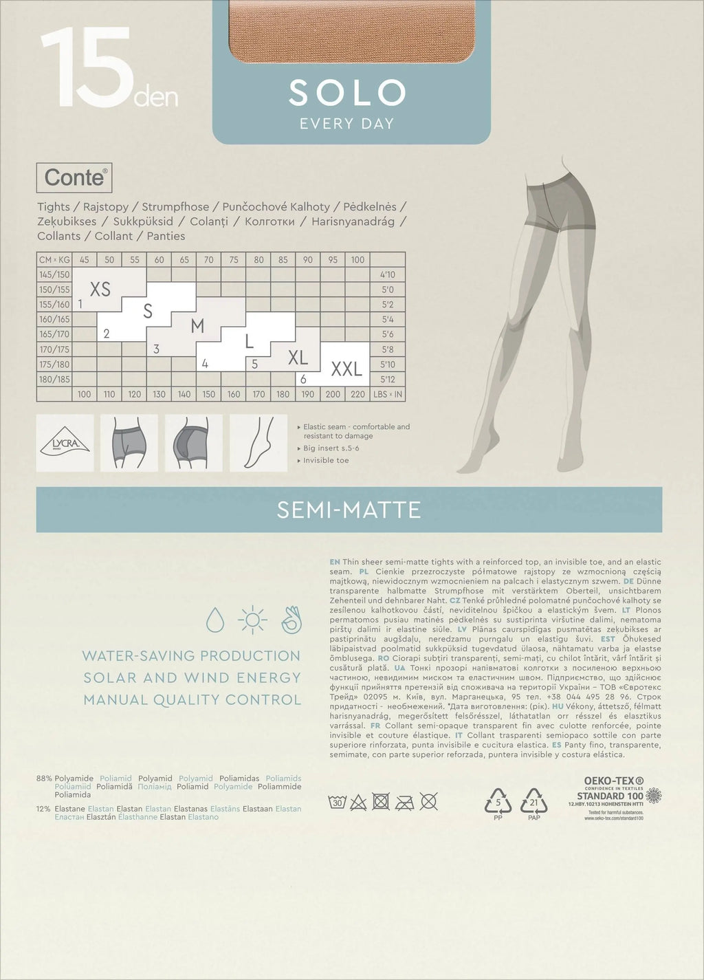 TheRanok.com Tights Conte Solo 15 Den - Classic Pantyhose — comparison shot