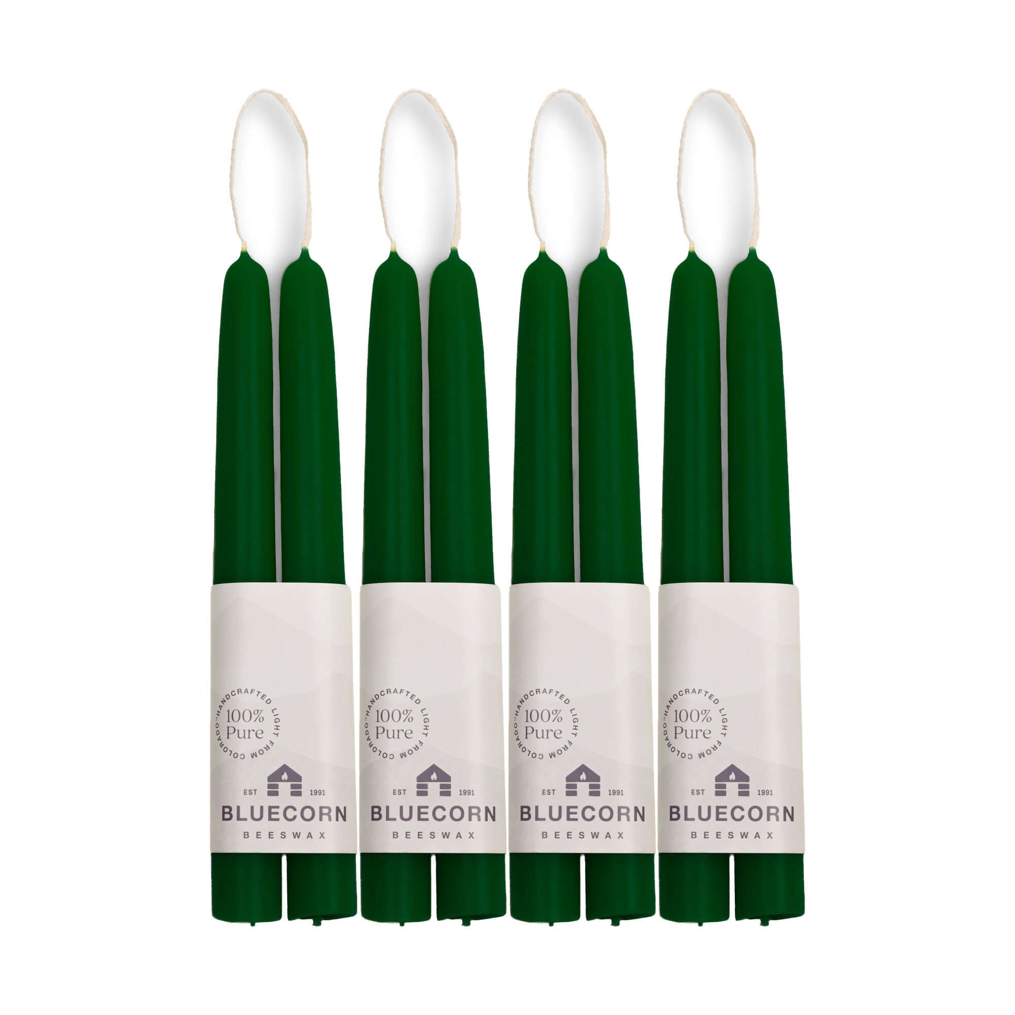 Bluecorn Candles Hand-Dipped Beeswax Taper Candles - Bulk 4-Pair Bundle — detail close-up