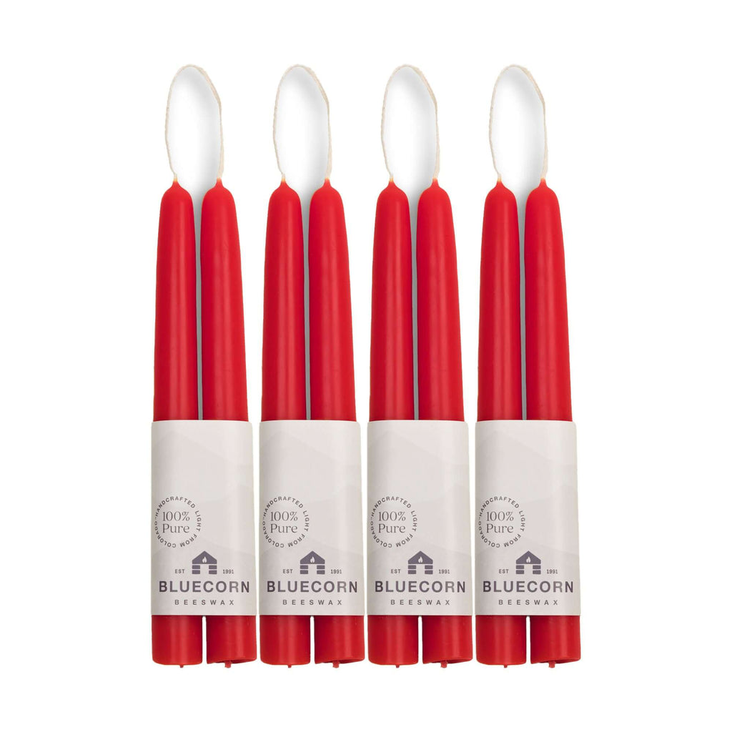 Bluecorn Candles Hand-Dipped Beeswax Taper Candles - Bulk 4-Pair Bundle — flat-lay composition