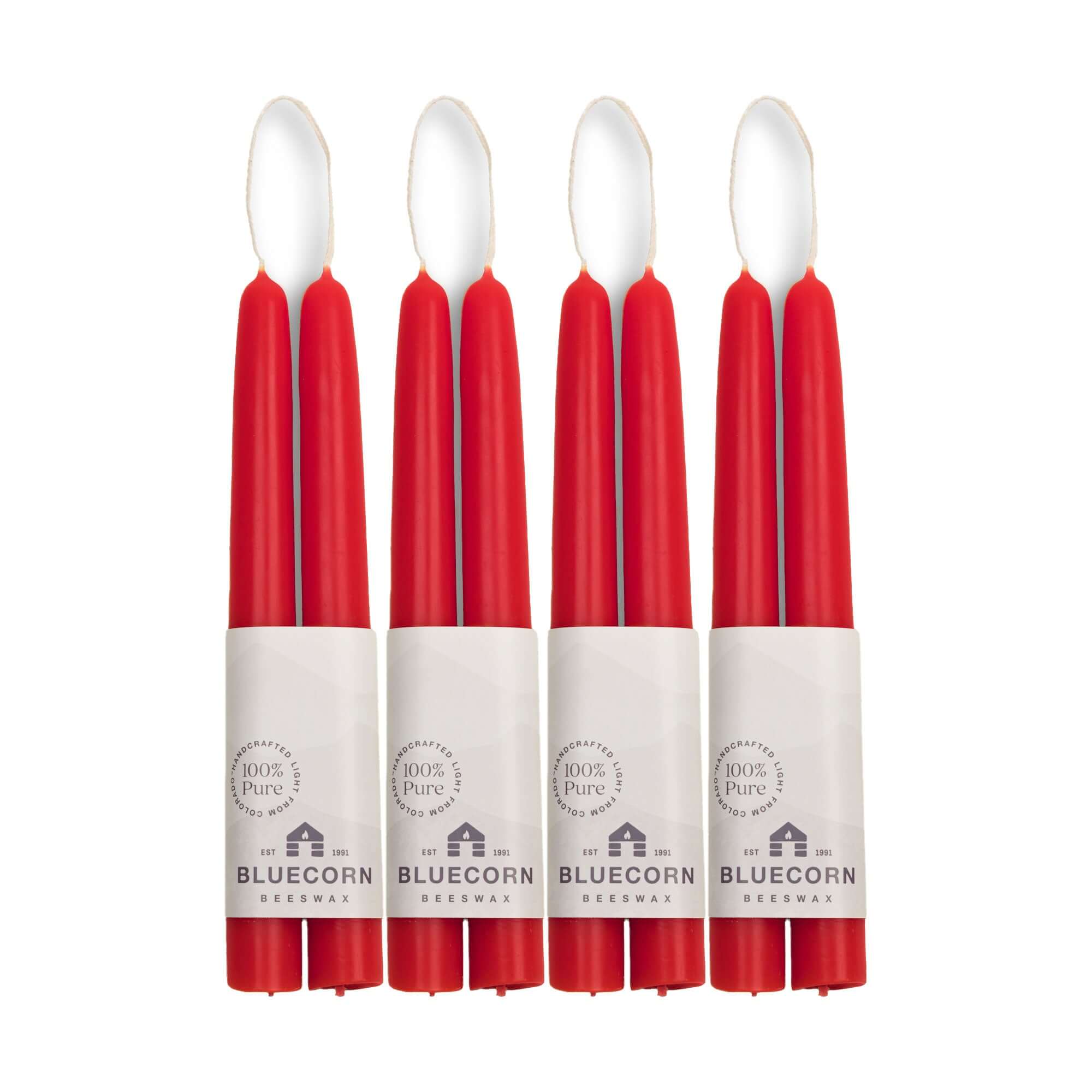 Bluecorn Candles Hand-Dipped Beeswax Taper Candles - Bulk 4-Pair Bundle — flat-lay composition