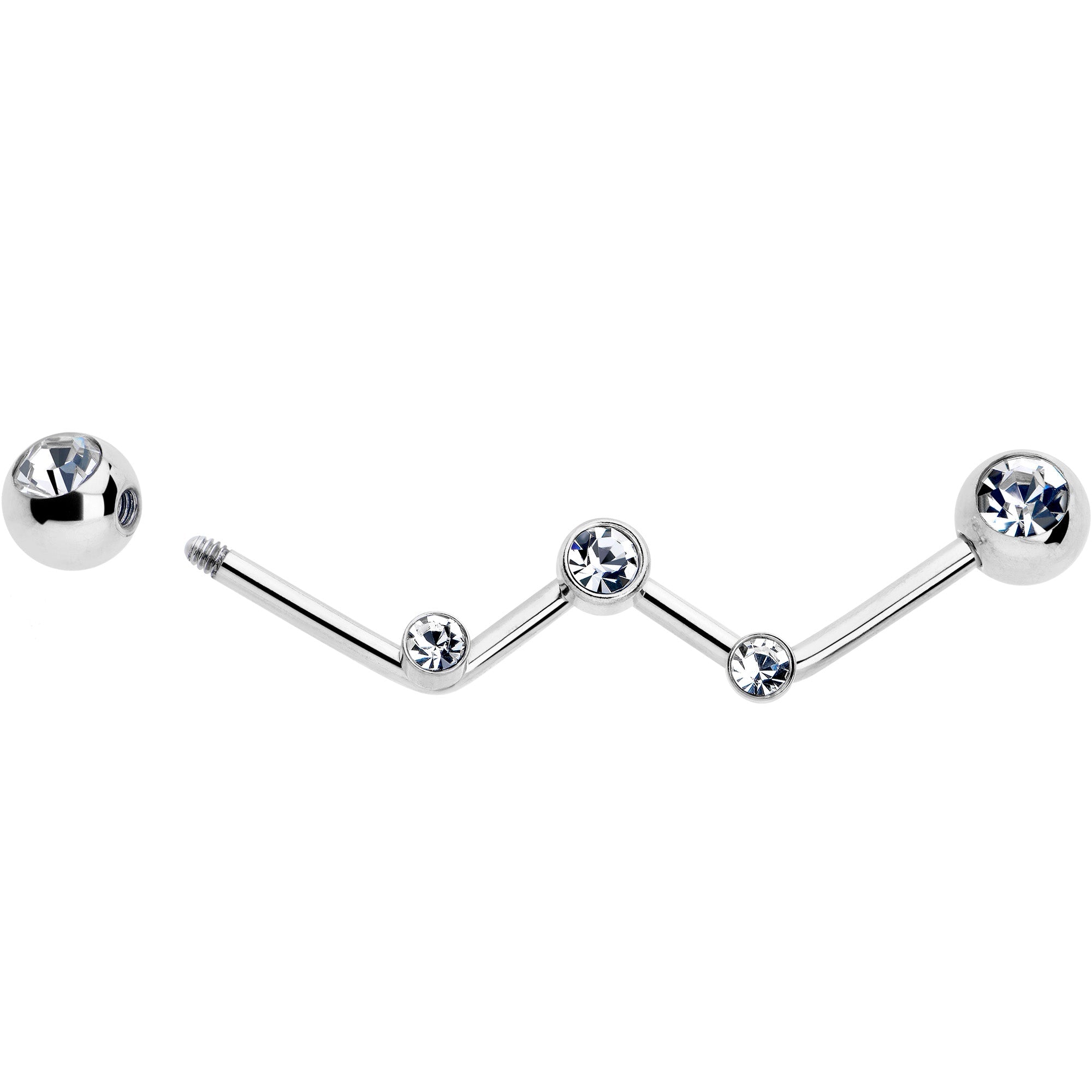 BodyCandy 14G Clear Gem Constellation Style Project Bar 32mm — detail close-up