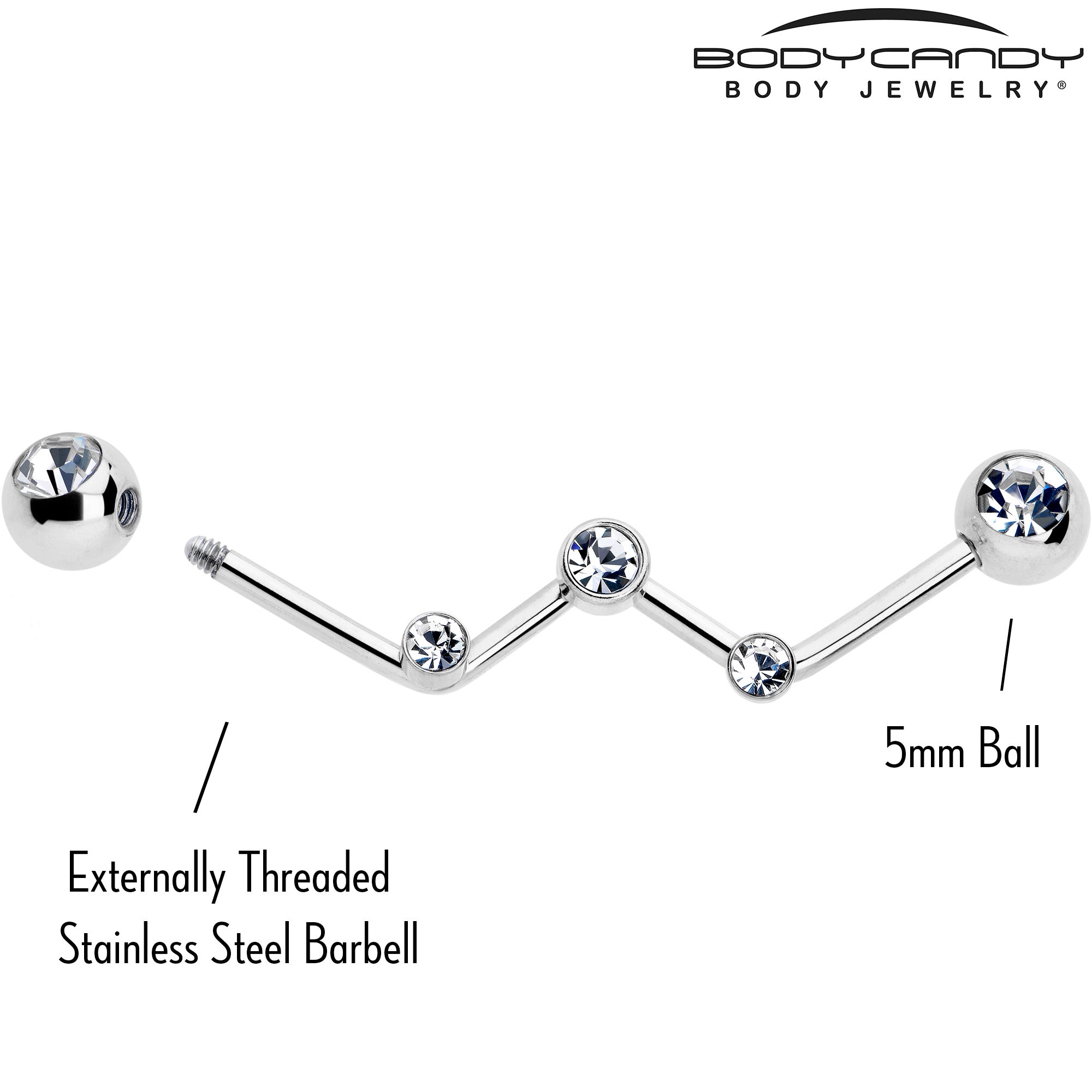 BodyCandy 14G Clear Gem Constellation Style Project Bar 32mm — lifestyle context