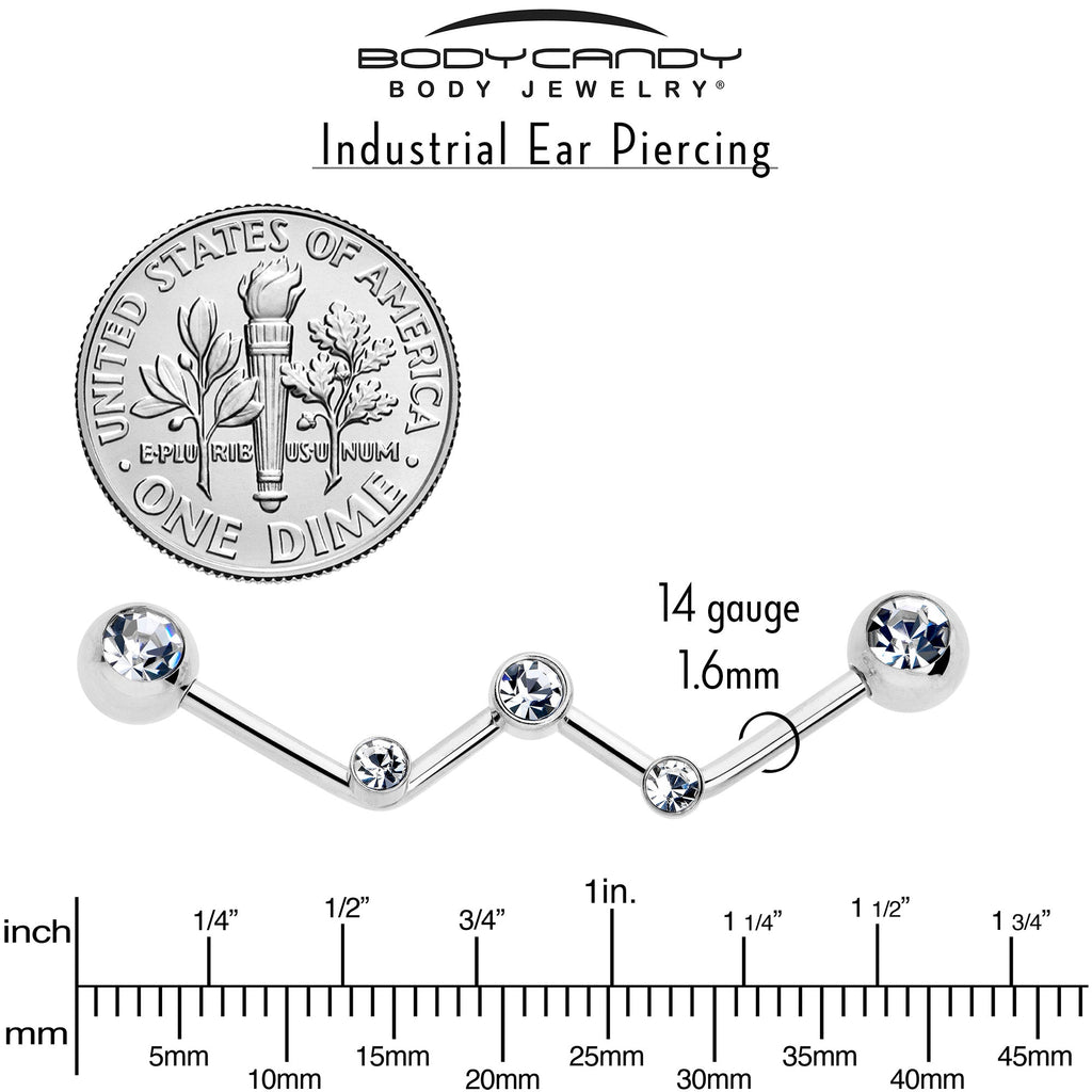 BodyCandy 14G Clear Gem Constellation Style Project Bar 32mm — side view
