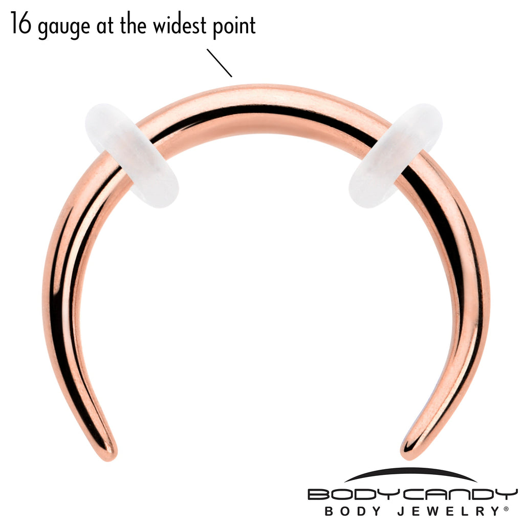 BodyCandy 16G 5/16 Rose Gold Tone Pincher Crescent Taper — lifestyle context