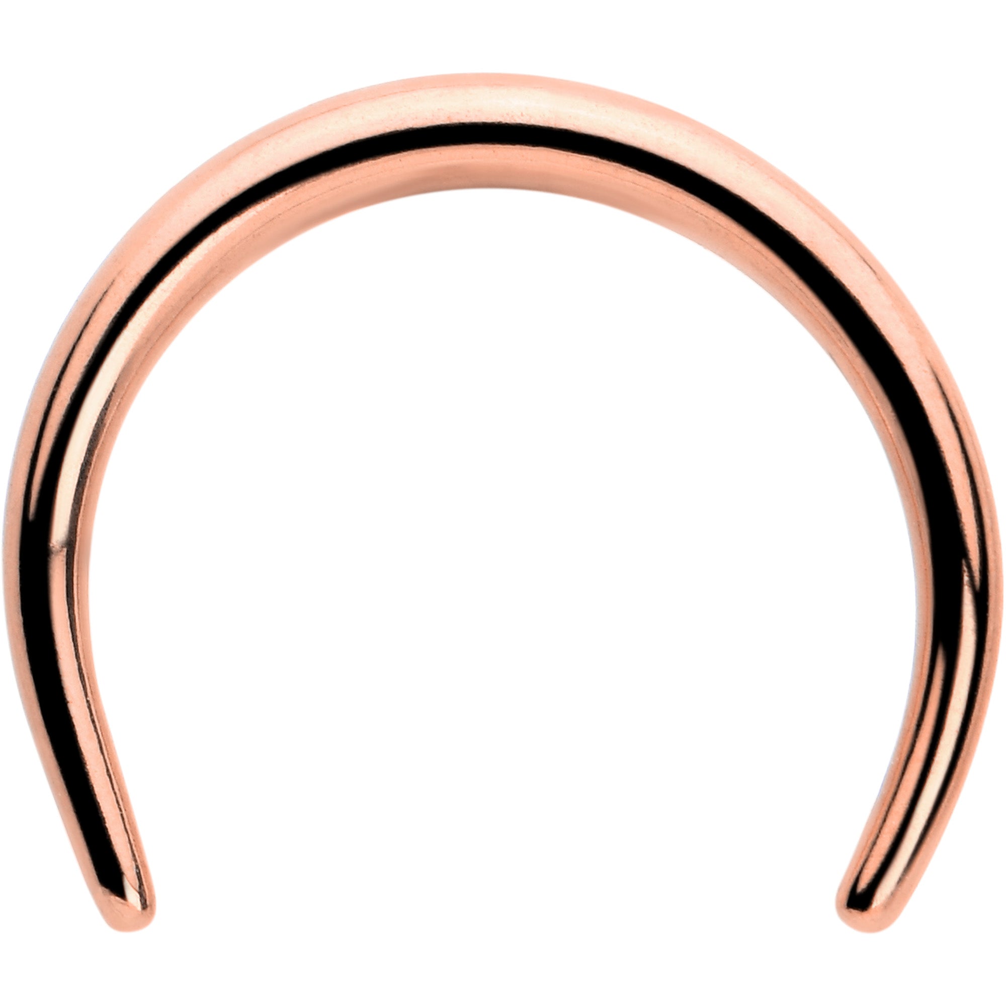 BodyCandy 14G 3/8 Rose Gold Tone Pincher Crescent Taper — detail close-up