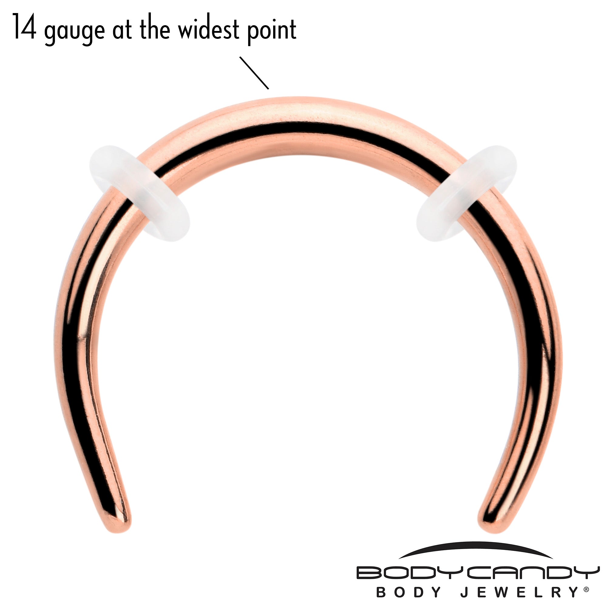 BodyCandy 14G 3/8 Rose Gold Tone Pincher Crescent Taper — lifestyle context