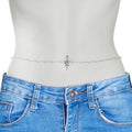 BodyCandy Clear CZ Gem Glam Butterfly Faux Pearl Dangle Belly Ring Belly Chain — main product shot
