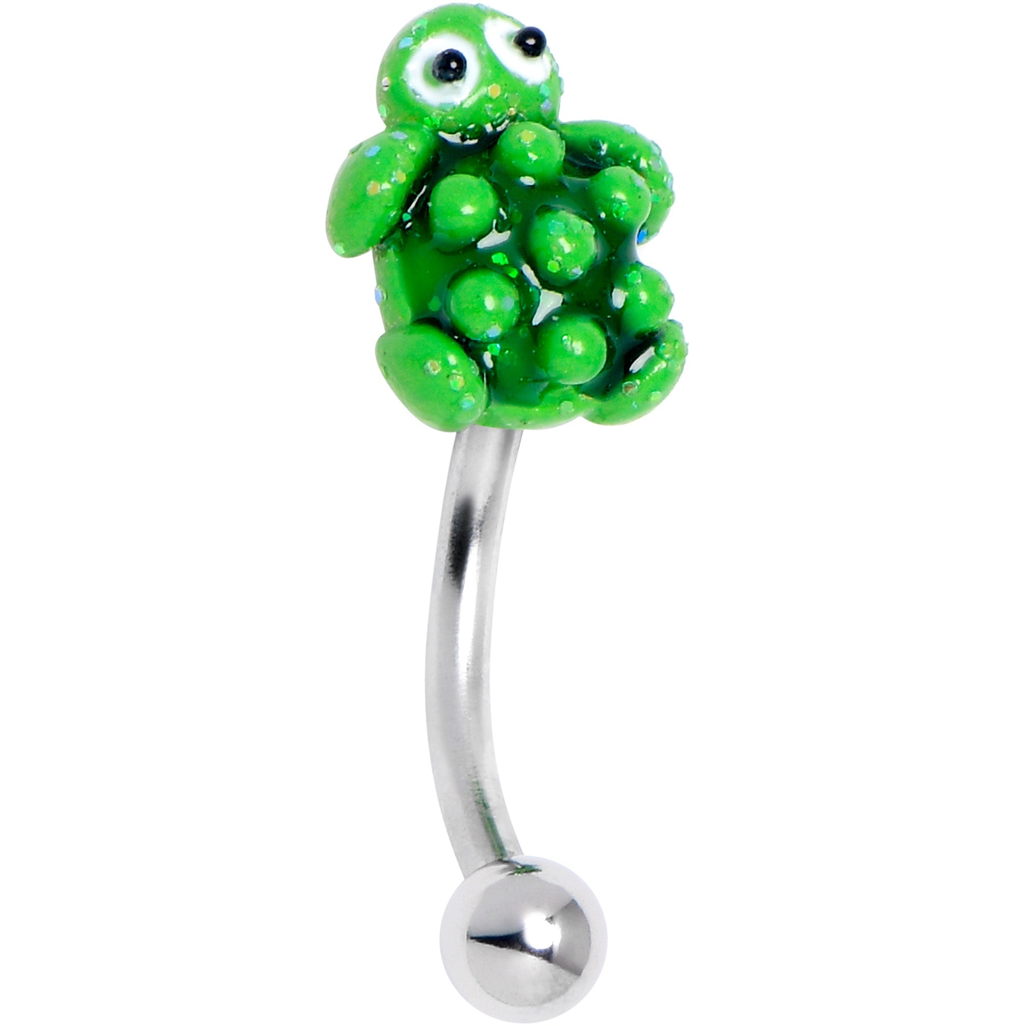 BodyCandy 16G 5/16 Texture Turtle Curved Eyebrow Ring — main product shot