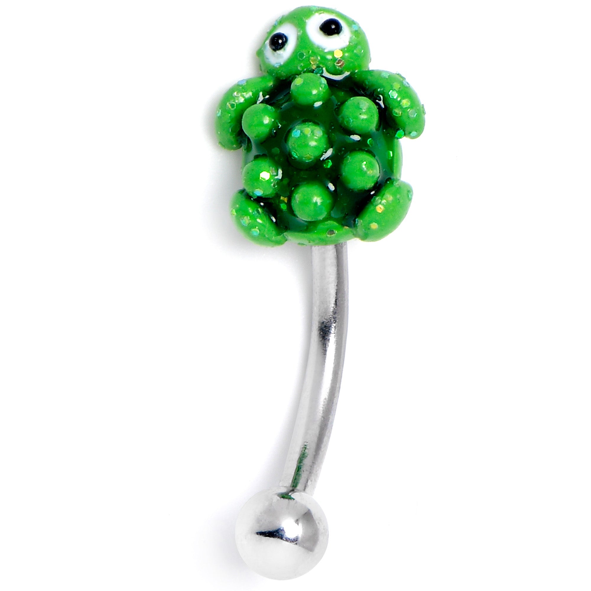 BodyCandy 16G 5/16 Texture Turtle Curved Eyebrow Ring — lifestyle context