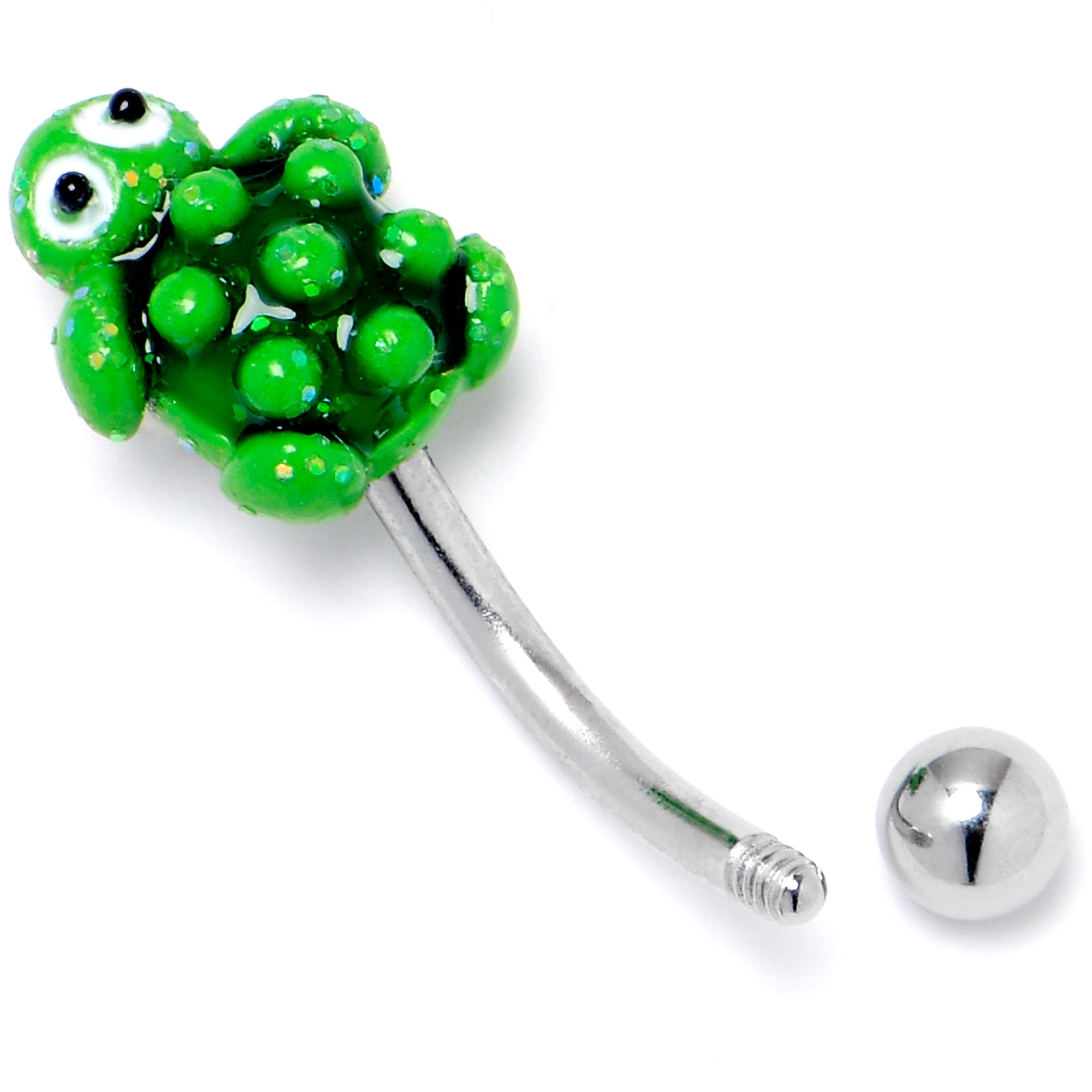 BodyCandy 16G 5/16 Texture Turtle Curved Eyebrow Ring — side view