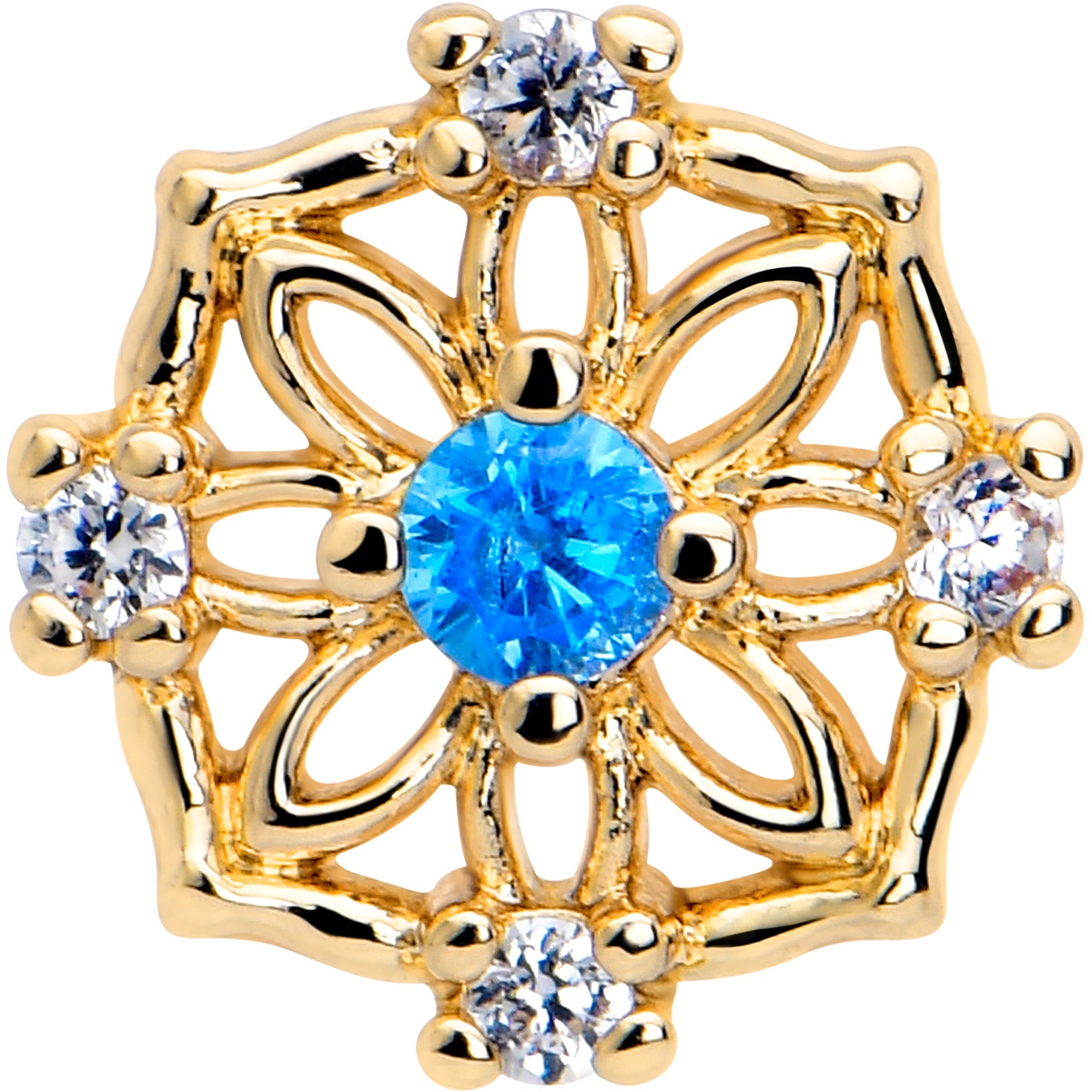 BodyCandy 16G 1/4 Blue CZ Gem Gold Tone Flower Ring Cartilage Tragus Earring — lifestyle context