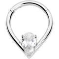 BodyCandy 16G CZ Stainless Steel Hinged Segment Ring with Gem Teardrop — alternative angle