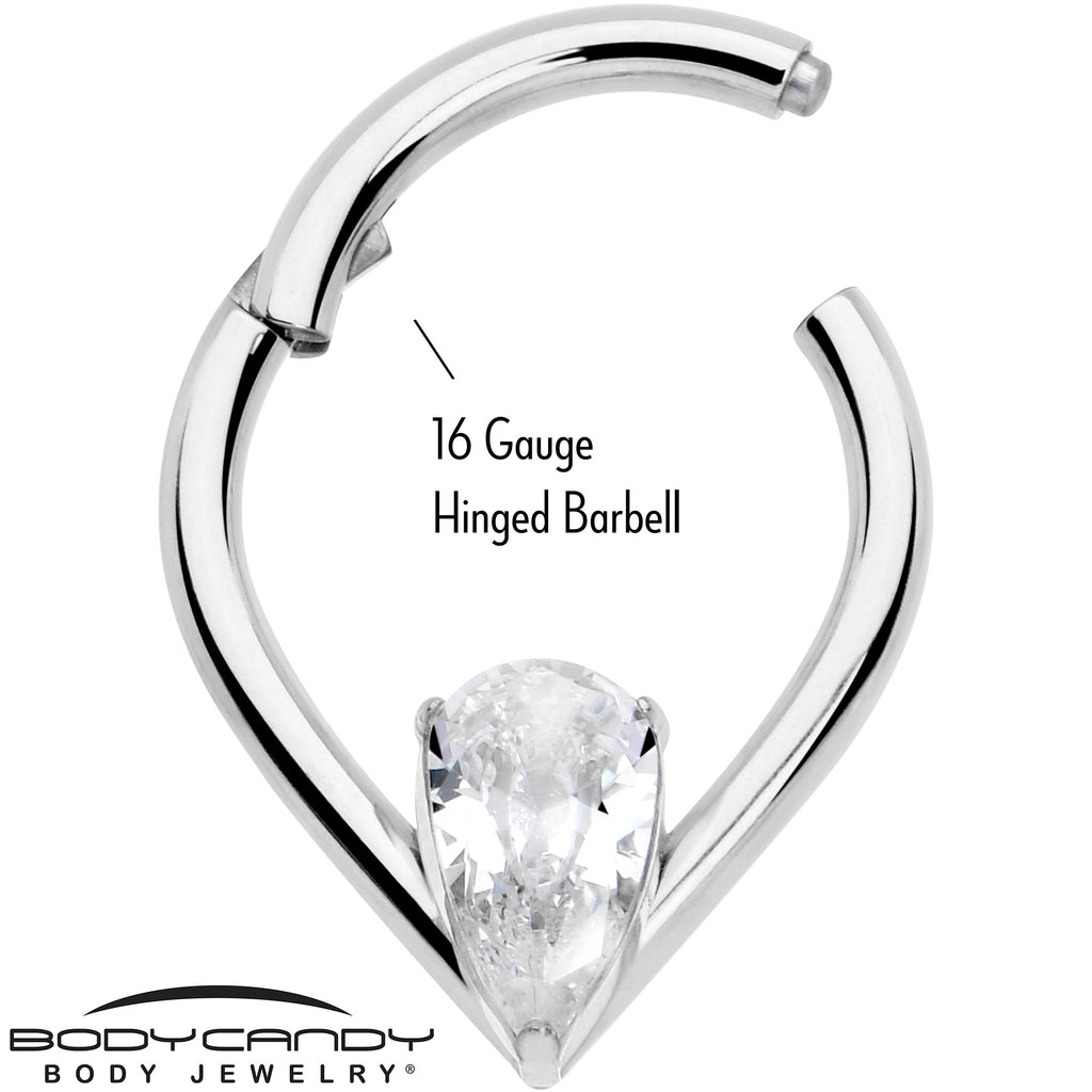 BodyCandy 16G CZ Stainless Steel Hinged Segment Ring with Gem Teardrop — lifestyle context