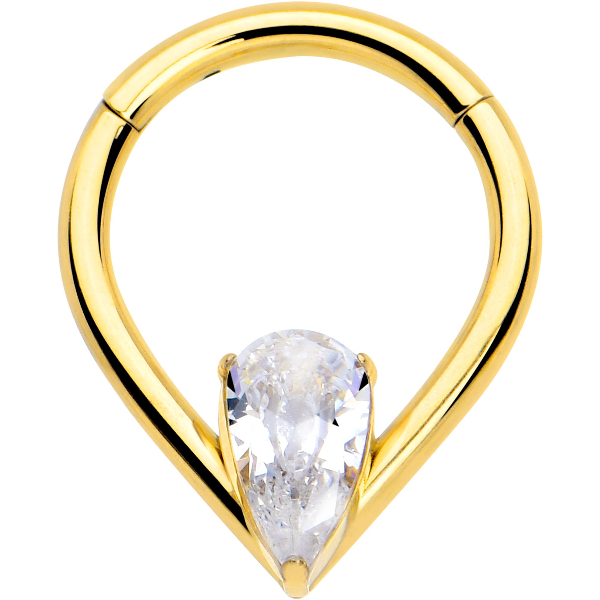 BodyCandy 16G CZ Stainless Steel Hinged Segment Ring with Gem Teardrop — size reference