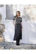 KADOU BOUTIQUE Short Sleeve Striped Top — lifestyle context