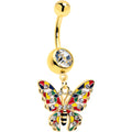 BodyCandy Clear Gem Gold Tone Color Block Butterfly Dangle Belly Ring — main product shot