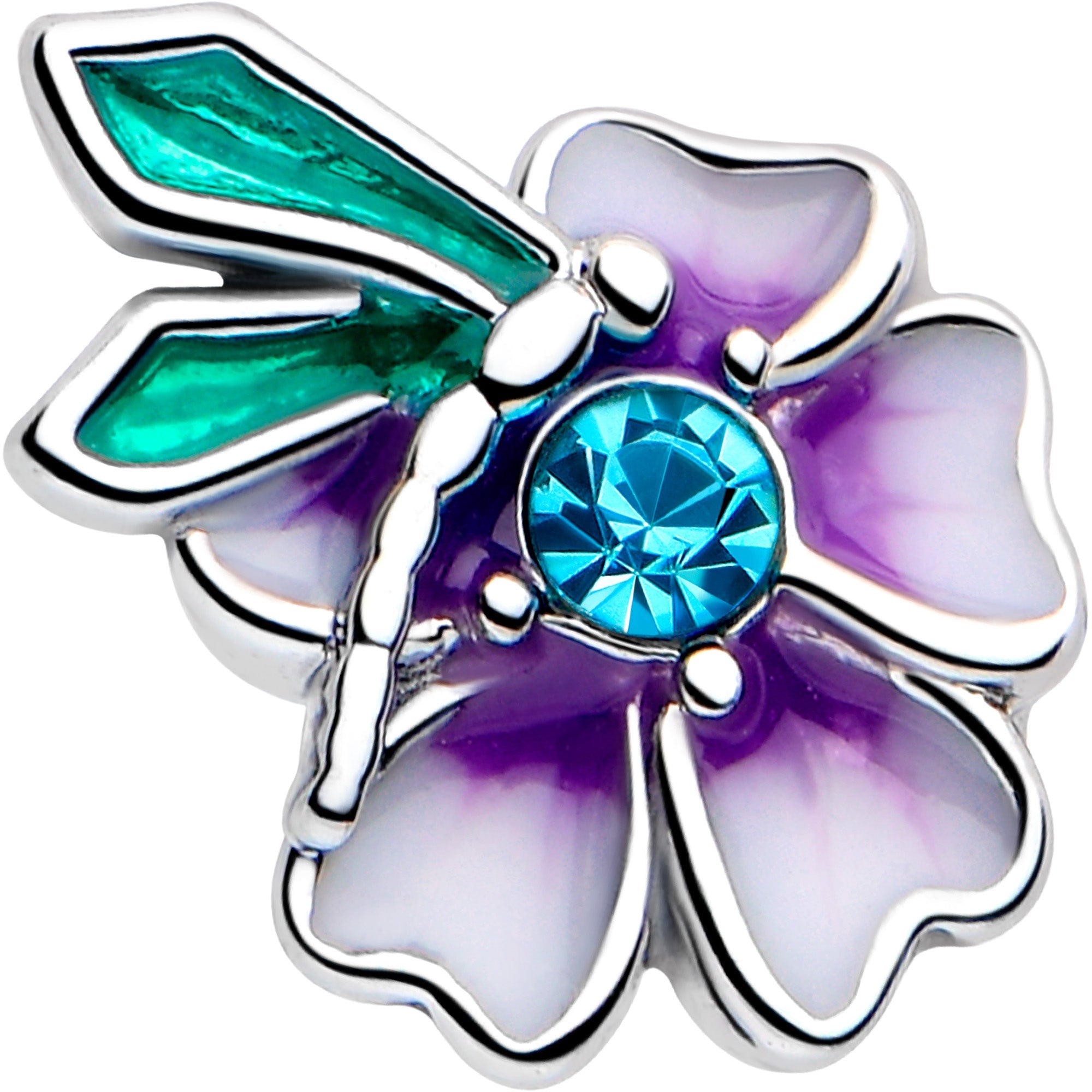 BodyCandy 16G 1/4 Blue Gem Faerie Flower Purple Labret — lifestyle context