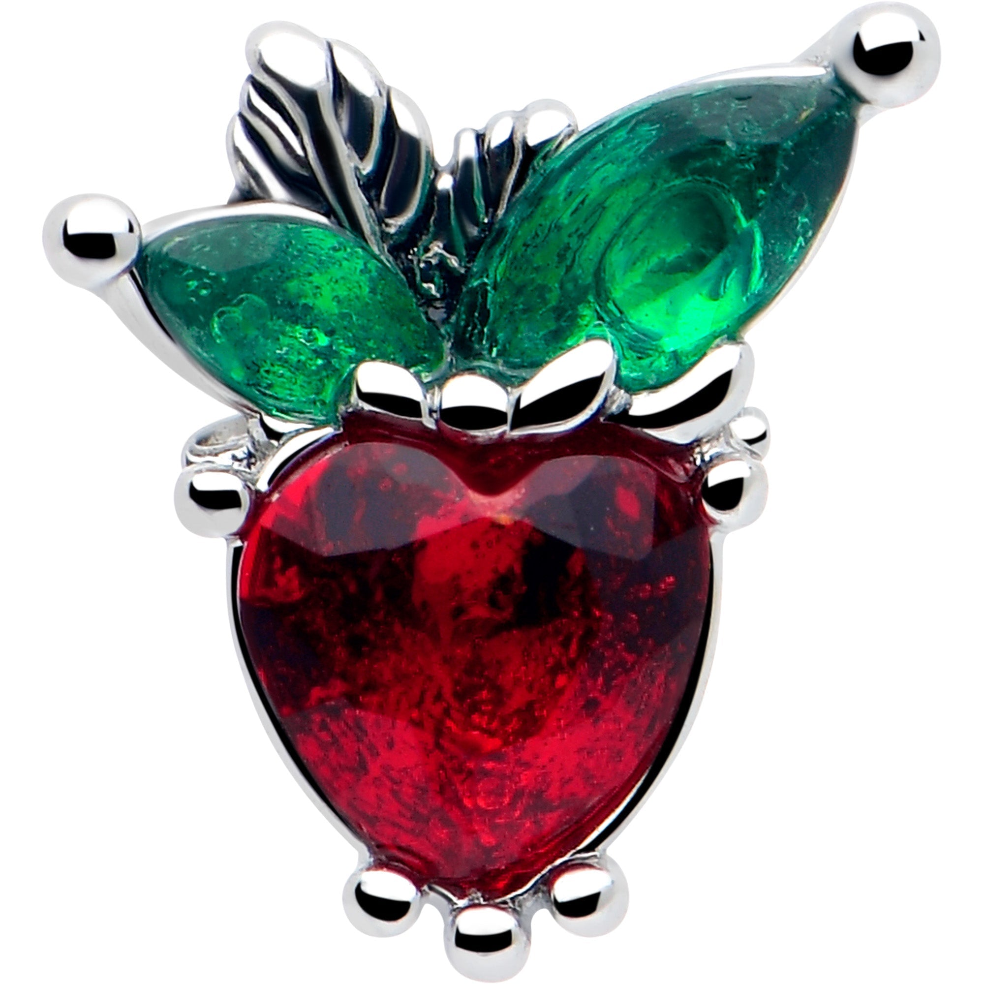 BodyCandy 20G 7mm Red Green Gem Strawberry Heart L Shape Nose Ring — lifestyle context