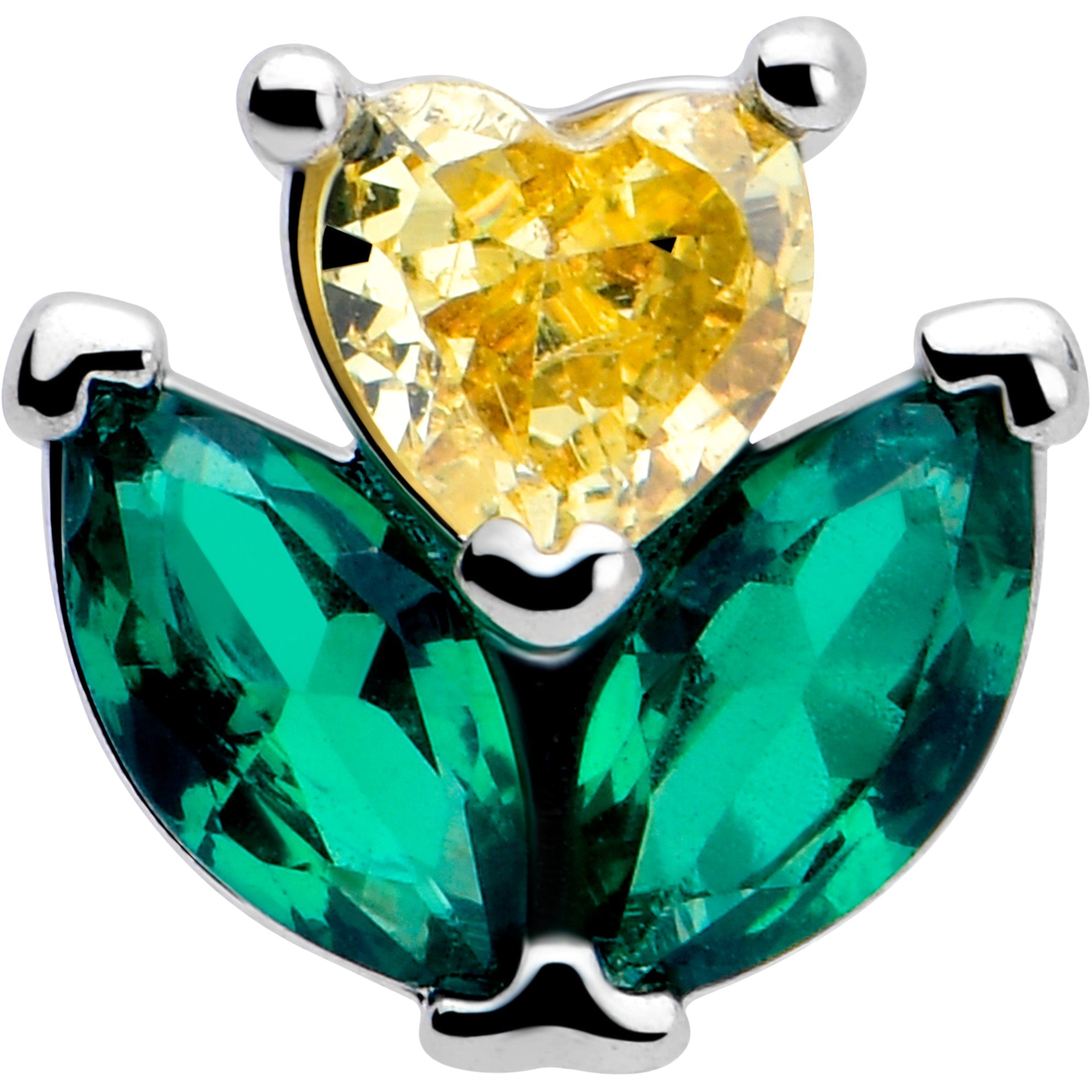 BodyCandy 16G 5/16 Yellow Green CZ Gem Love Flower Labret Monroe Tragus — lifestyle context