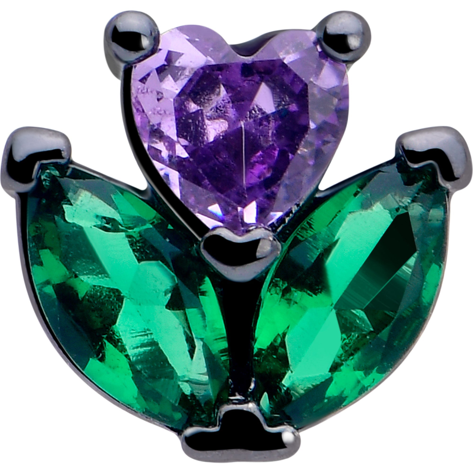 BodyCandy 20G 7mm Purple Green CZ Gem Black Love Flower L Shape Nose Ring — lifestyle context