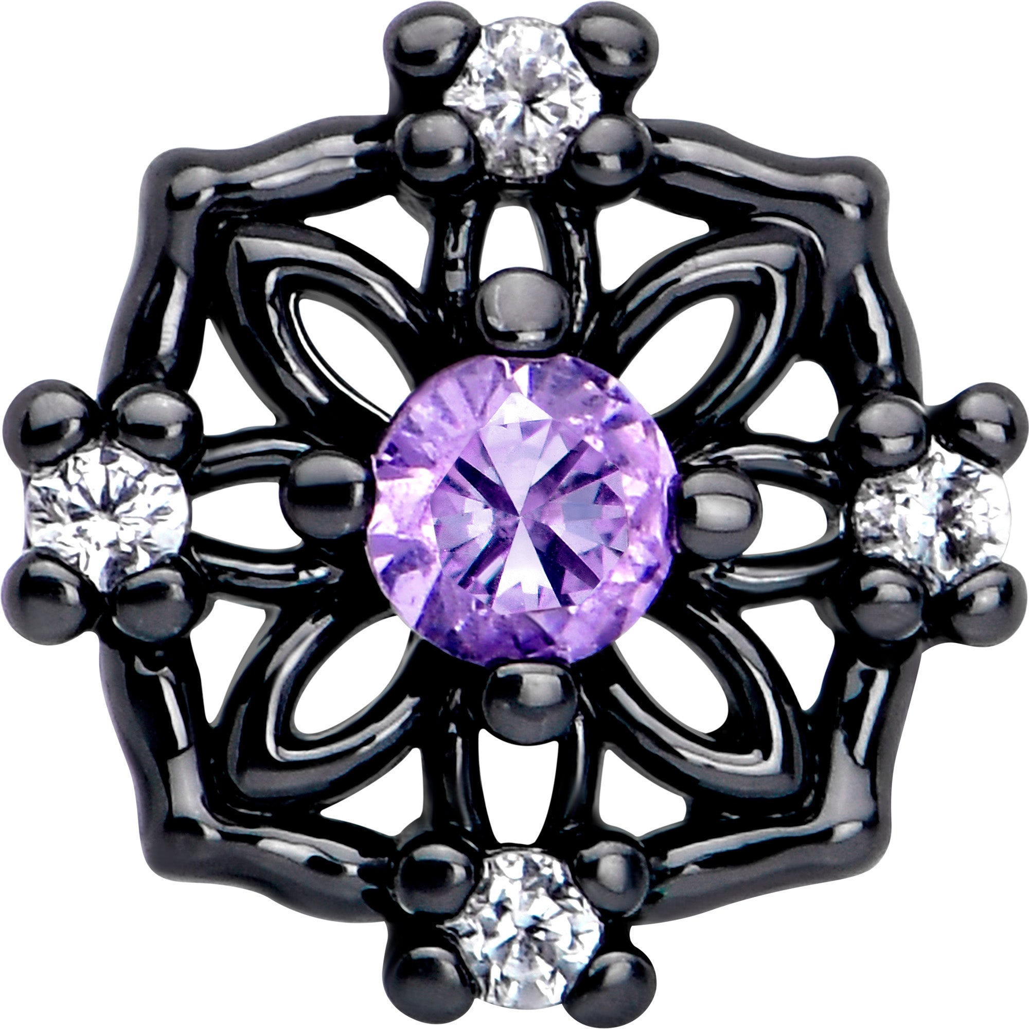 BodyCandy 16G 1/4 Purple CZ Gem Black Flower Ring Cartilage Tragus Earring — lifestyle context