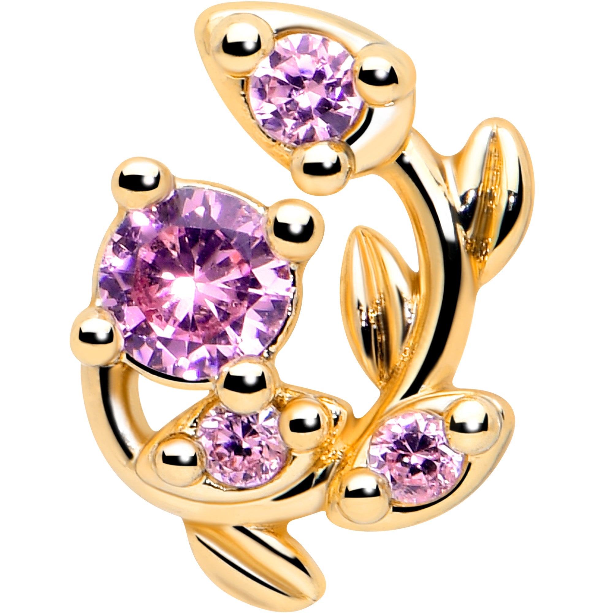 BodyCandy 20G 7mm Pink Gem Gold Tone Twining Vine L Shape Nose Ring — lifestyle context