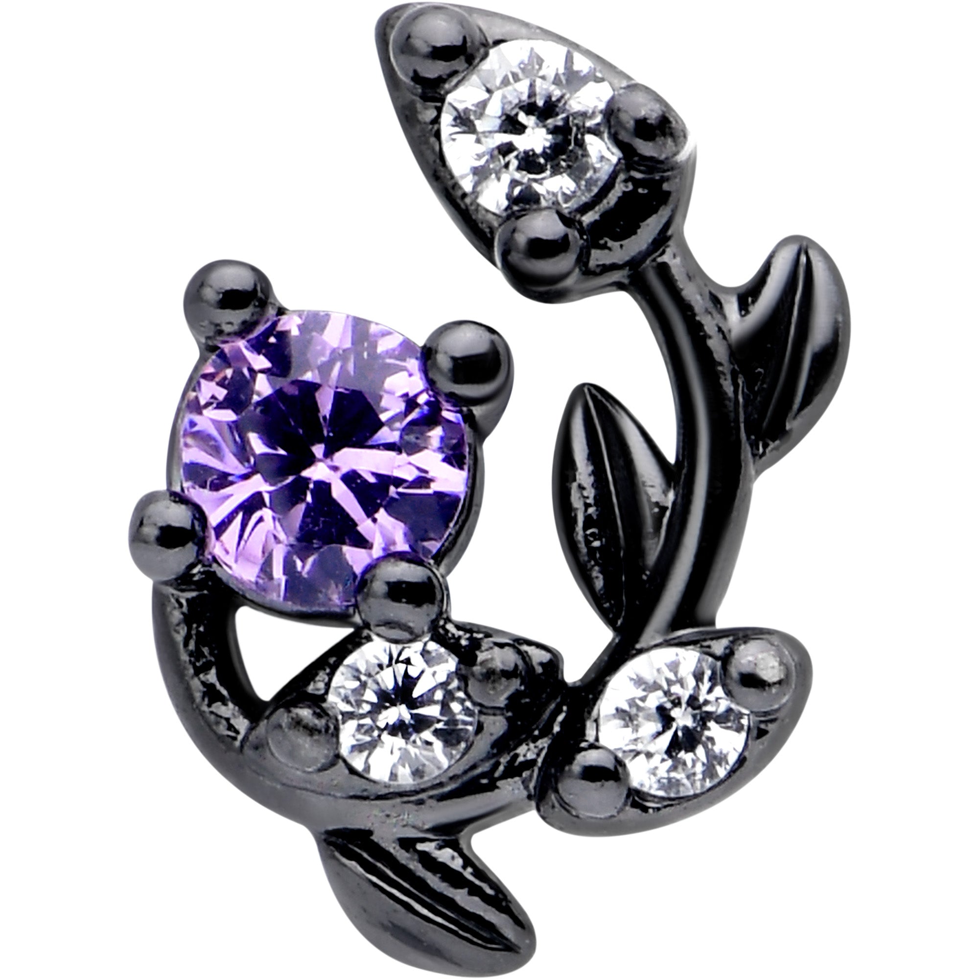 BodyCandy 20G 7mm Purple Clear Gem Black Twining Vine L Shape Nose Ring — lifestyle context