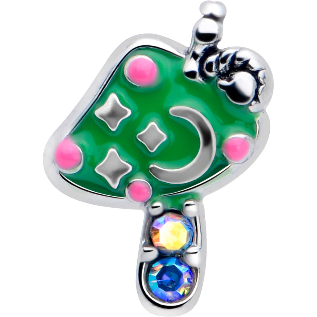 BodyCandy 20G 7mm Aurora Gem Fanciful Green Mushroom L Shape Nose Ring — lifestyle context