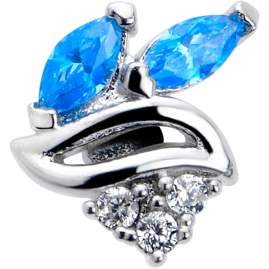 BodyCandy 16G 1/4 Blue CZ Gem Swirl Fan Cartilage Tragus Earring — detail close-up