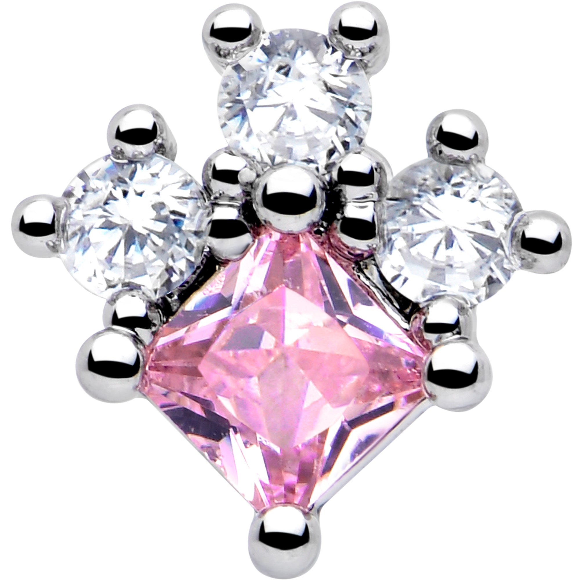 BodyCandy 16G 5/16 Pink Clear CZ Gem Rhombus Riot Labret Monroe Tragus — lifestyle context