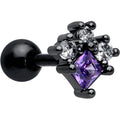 BodyCandy 16G 1/4 Purple CZ Gem Black Rhombus Riot Cartilage Tragus Earring — main product shot