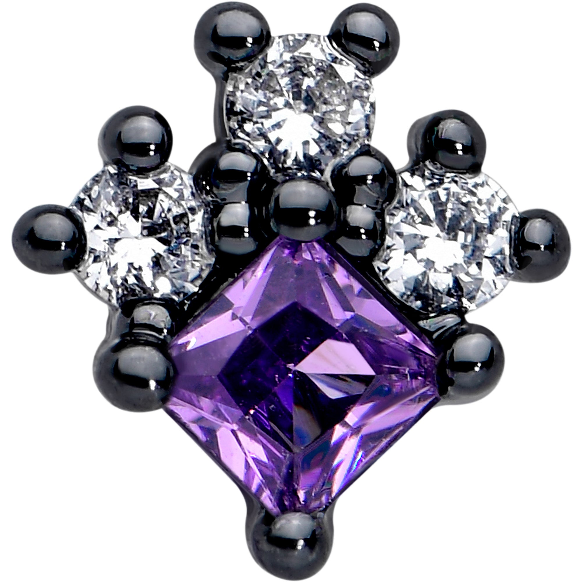 BodyCandy 16G 5/16 Purple CZ Gem Black Rhombus Riot Labret Monroe Tragus — lifestyle context